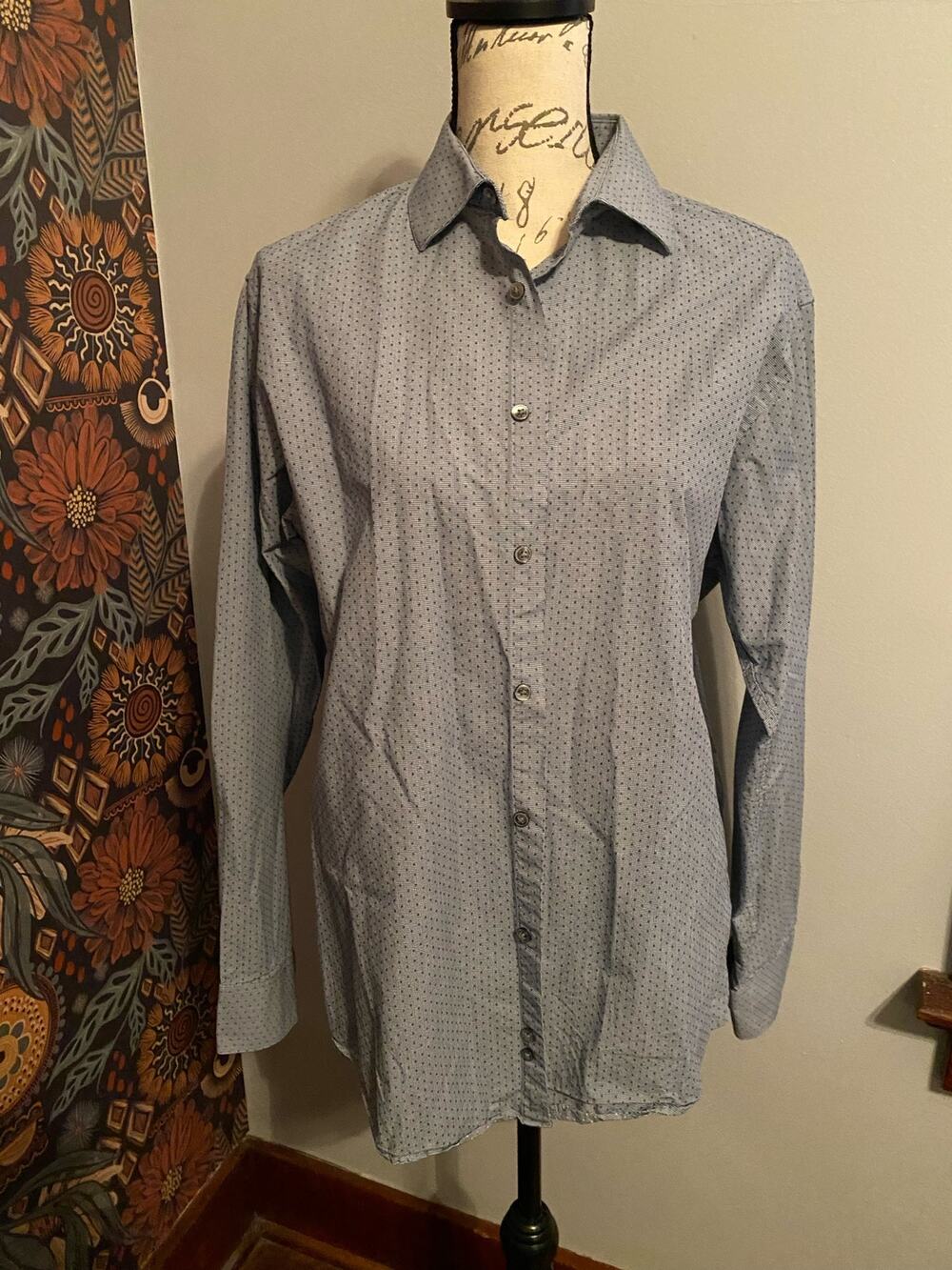 Calvin Klein & Co Regular Fit Blue Long Sleeve Dress Shirt Medium 15-15.5 34/35